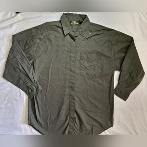 Bermuda Run Mens Dark Green Long Sleeve Button Up Collared Shirt Size Large